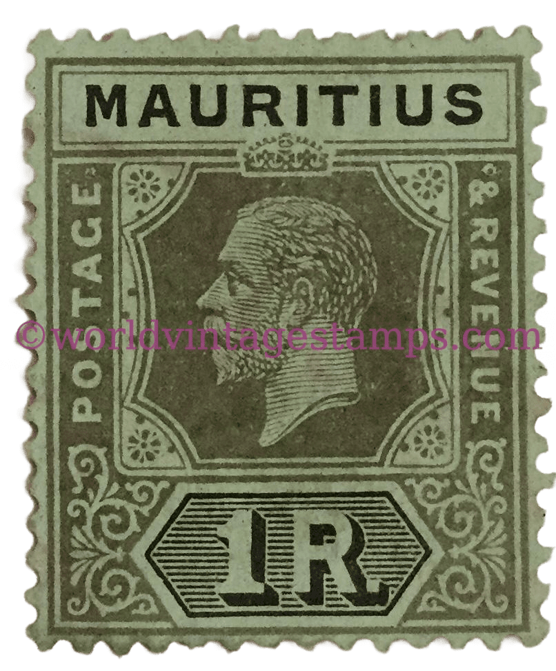 King George V 1917 Mauritius Postage Stamp 1 Rupee