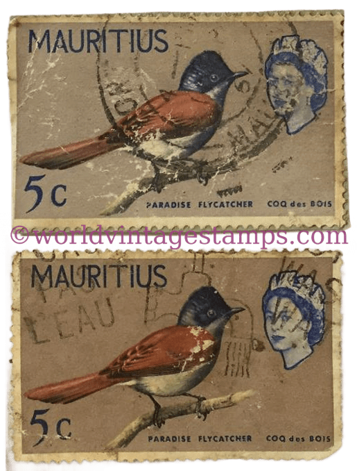 Mascarene Paradise Flyycatcher Mauritius Vintage Stamps 1965