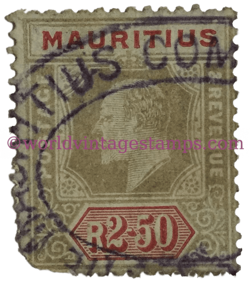 1910 King Edward Mauritius Postage Stamp 2.50 Rupee