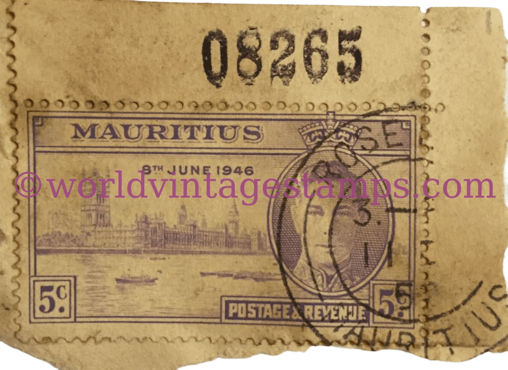 King George VI Peace and Victory Mauritius Postage Stamp 5 Cent