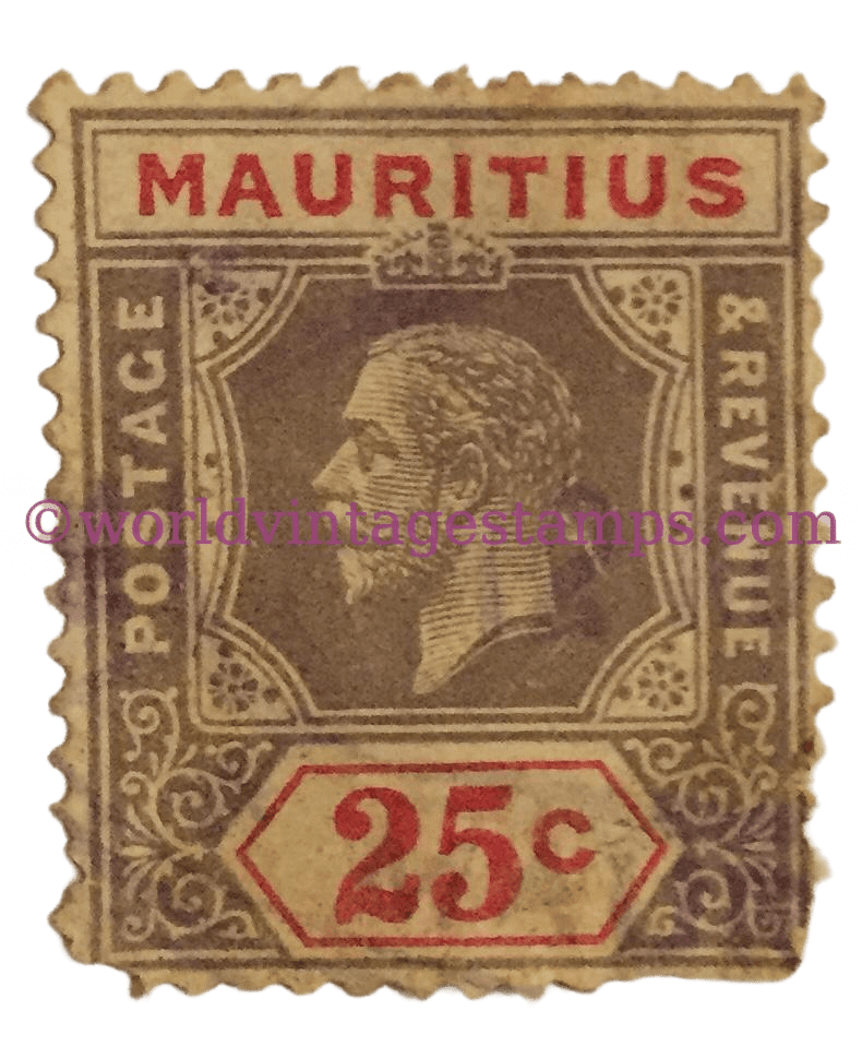 King George Mauritius Postage Stamp 25 Cents