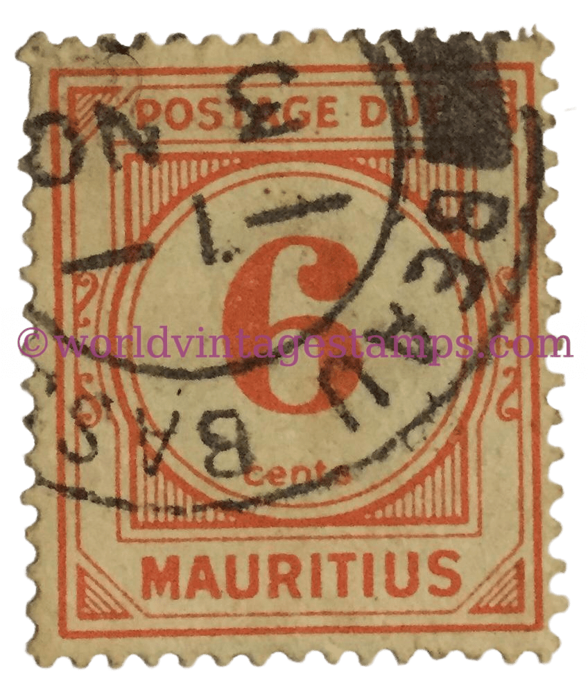 Mauritius 1969 Postage Due Stamp 6 Cents