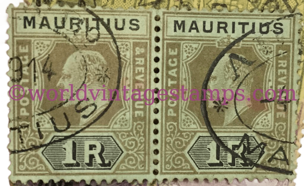 1910 King Edward Mauritius Postage Stamp 1 Rupee