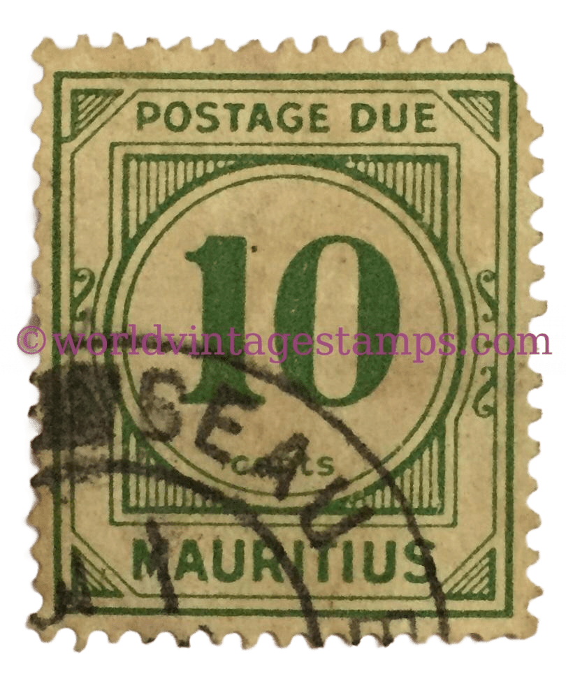 Mauritius Postage Due Stamp 10 Cents