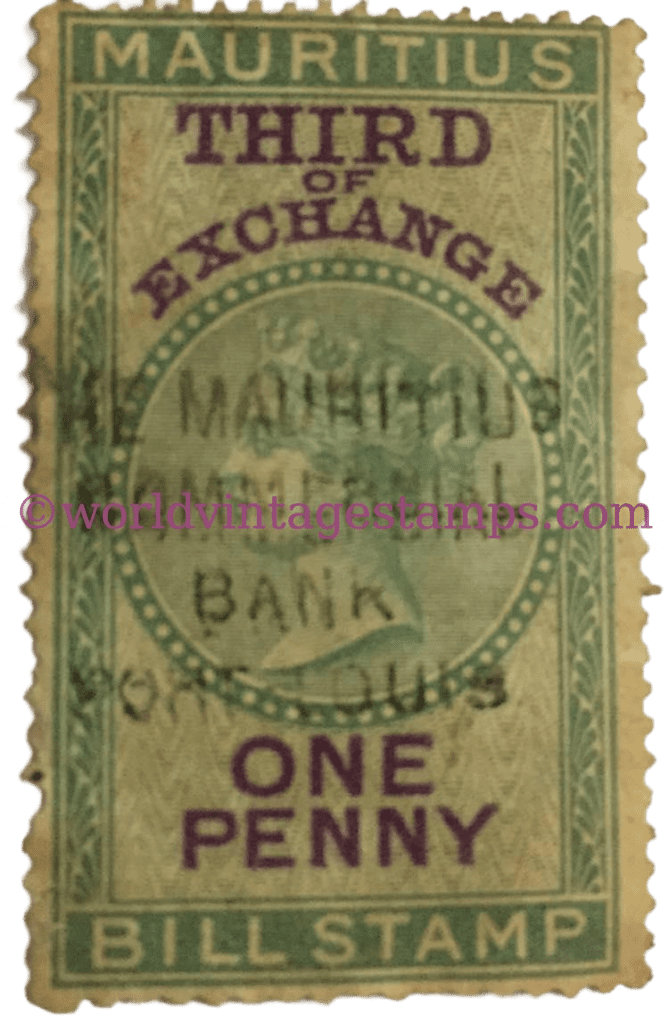 Quenn Victoria 1819-1901 Third of Exchange One Penny Mauritius