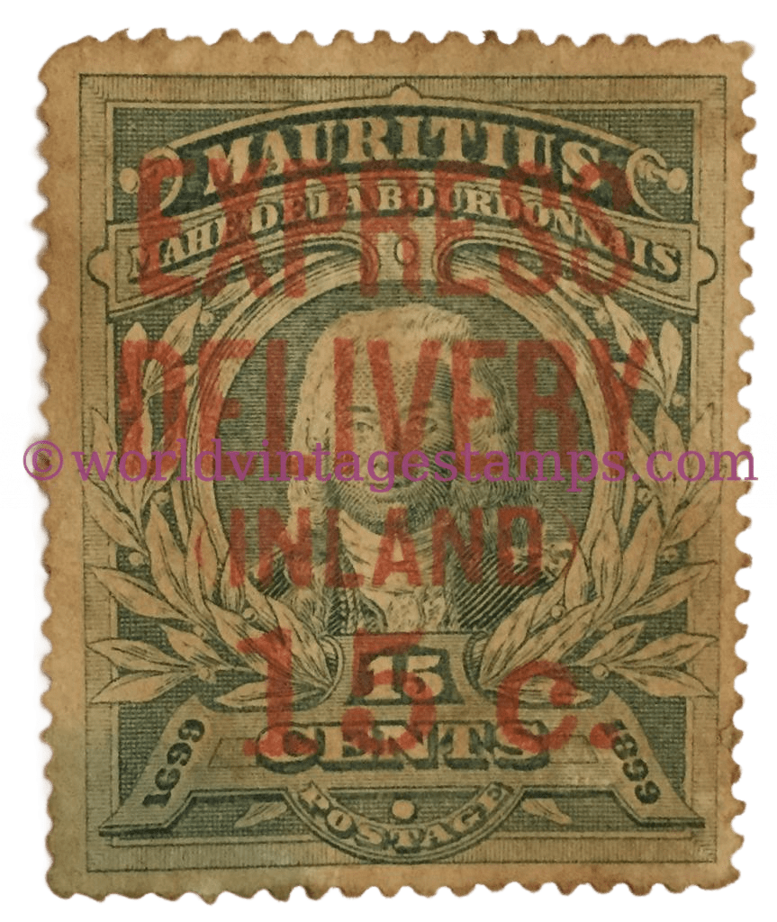 Special Delivery Stamp Mahé de Labourdonnais Mauritius 15c