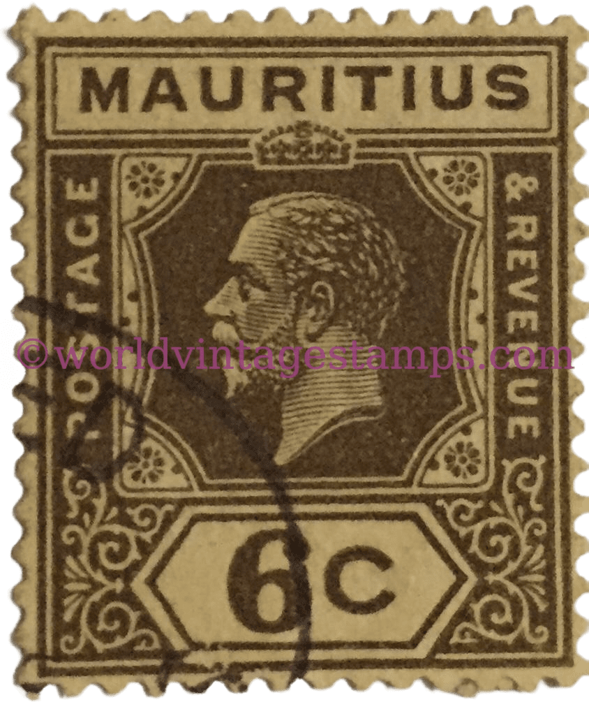 King George V Mauritius Postage Stamp 6 Cents