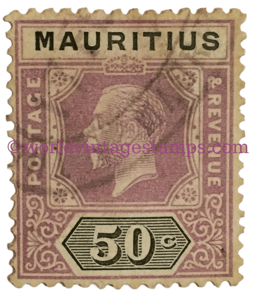 King George V 1921 Mauritius Postage Stamp 50 Cents