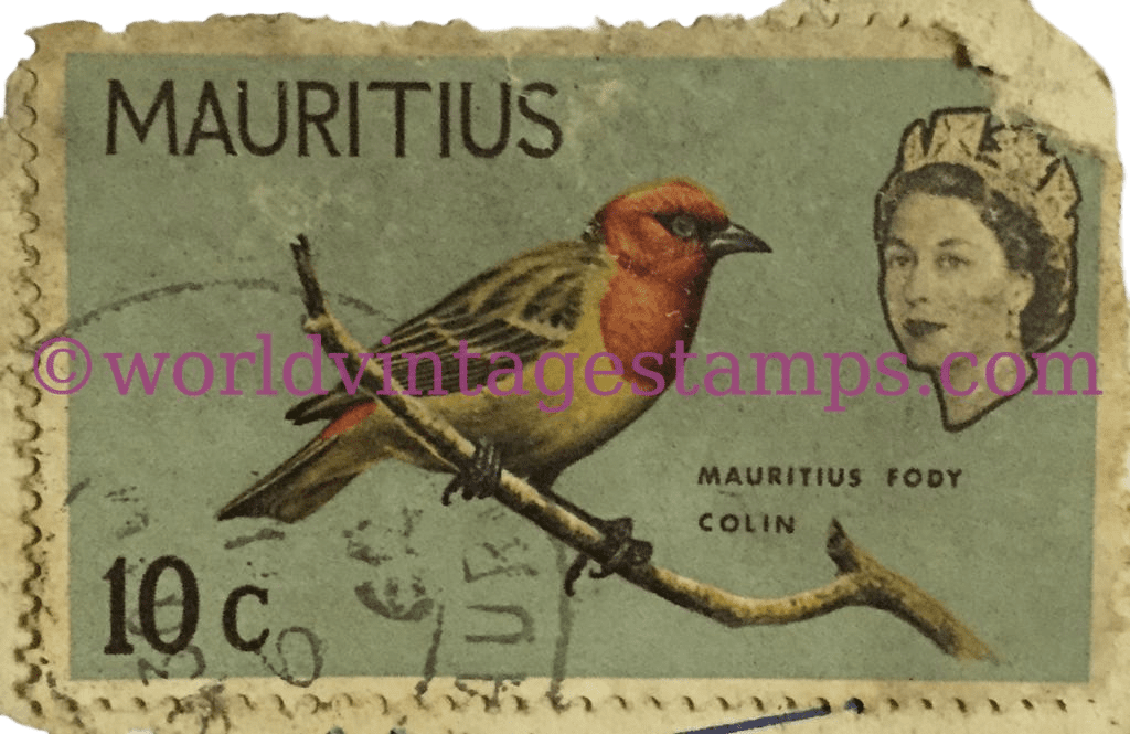 Mauritius Fody (Foudia Rubra Postage Stamp 10 Mauritian Cent