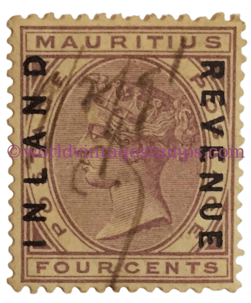 Queen Victoria 1819-1901 - Inland Revenue - Postal Fiscal - 4c - Mauritian Cent