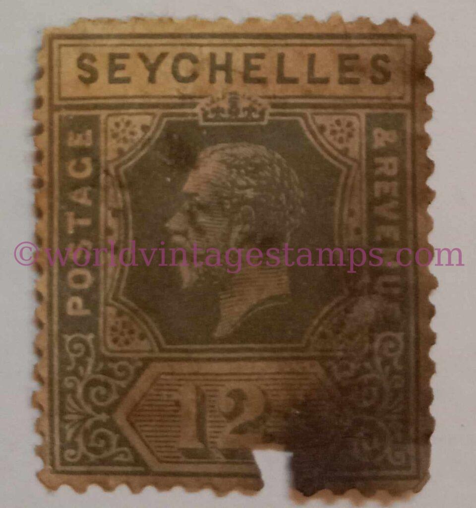 King George V (1921-1932) - Seychelles Postage Stamps - 12 Cent